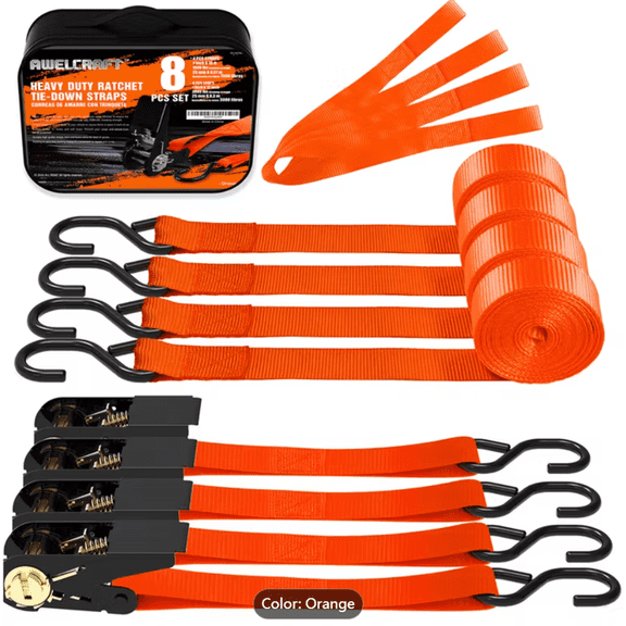 4 Pack Ratchet Tie Down Straps, 15 ft Heavy Duty Cargo Straps with Soft Loops, 1500 lb Break Strength, Multicolor for Moving, Motorcycle and Lawn Equipment