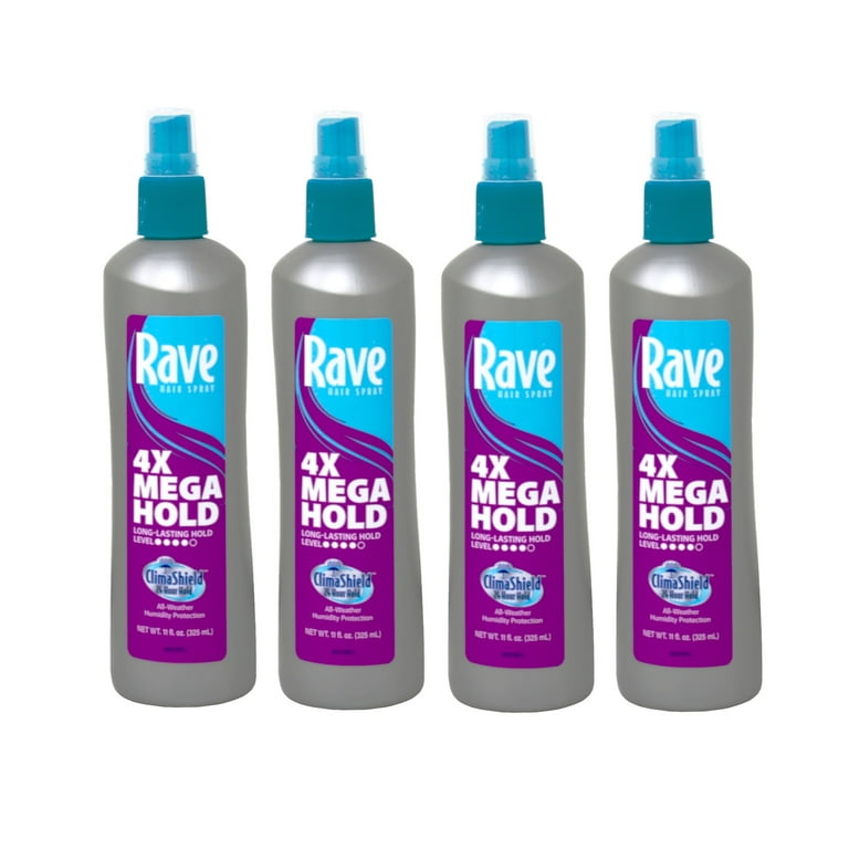 Rave Unscented Hairspray 4 Pack, ClimaShield Technology, 11 oz