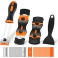 thumbnail image 1 of 4 Pack Razor Blade Scraper, Premium Cleaning Scraper Tool with 50 PCS Metal & Plastic Razor Blades, Multi-Purpose Glass Scraper for Windows, Sticker, Decals, Cooktop, Paint Removal (Orange), 1 of 7