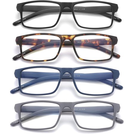 4 Pack Reading Glasses Blue Light ing for Men Women,Rectangular Frame Computer Readers with Spring