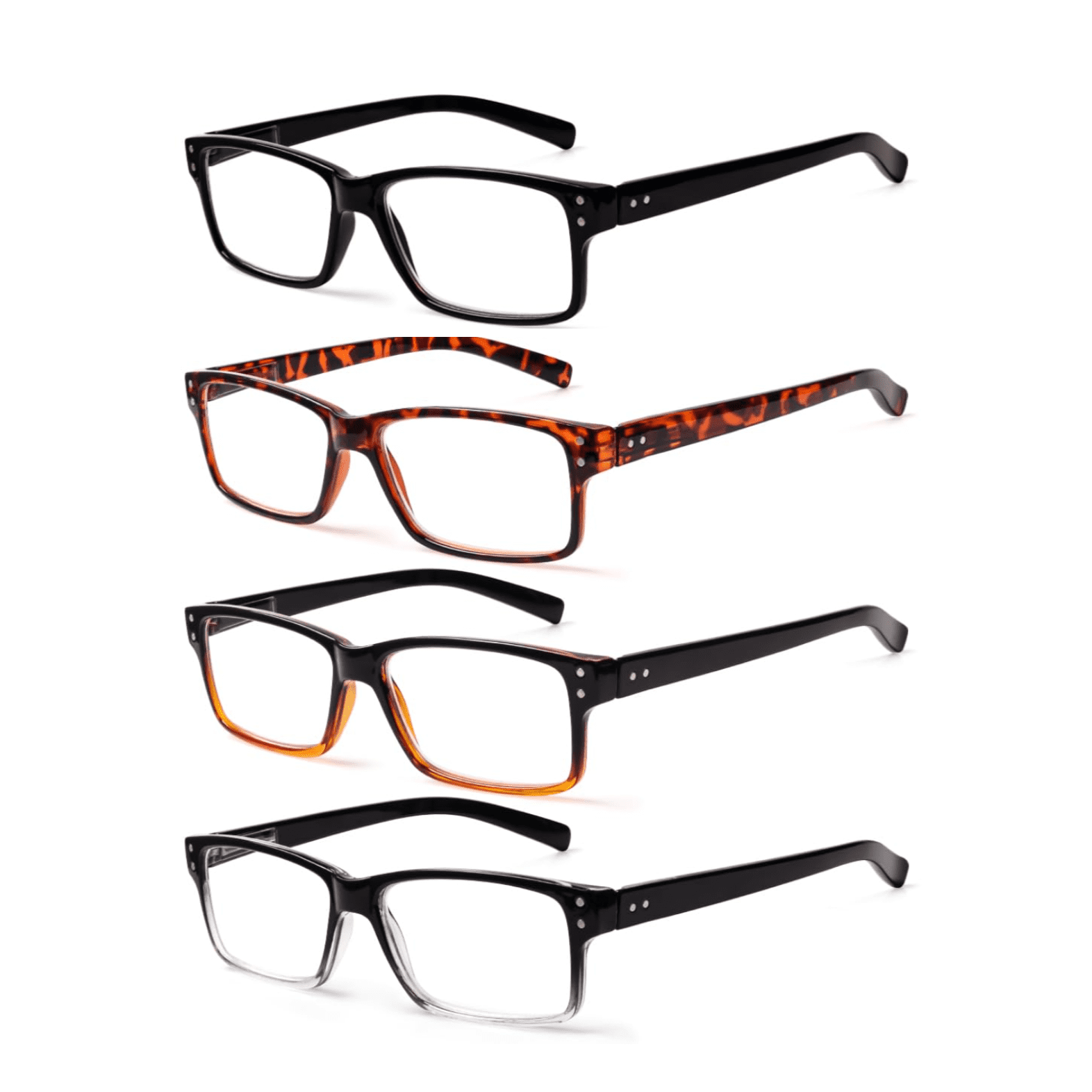 4 Pack Reading Glasses Men Traditional Black Frames Readers for Men ...