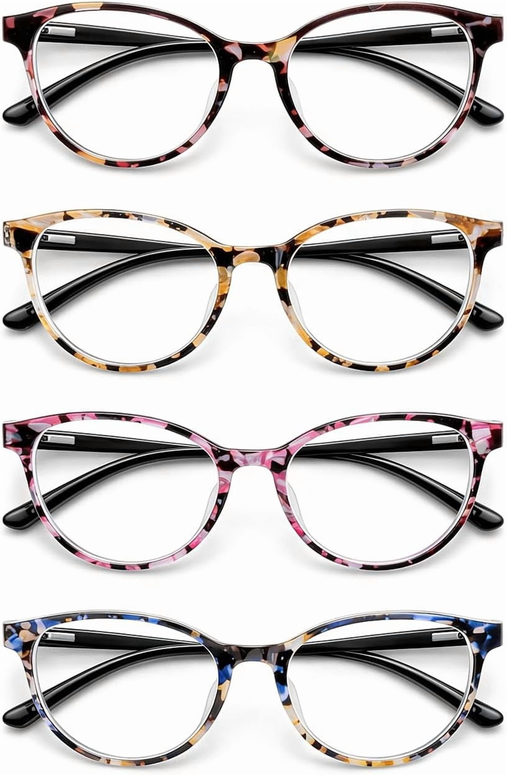 4 Pack Reading Glasses for Men Women Round Pattern Frame Lightweight ...