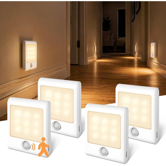 4-Pack Rechargeable Night Light with Motion Sensor, MIni Stick- Motion Activated LED Stair Lights with , Dimmable, 3 Color Temps, Closet Light for Bathroom, Hallway, Bedroom