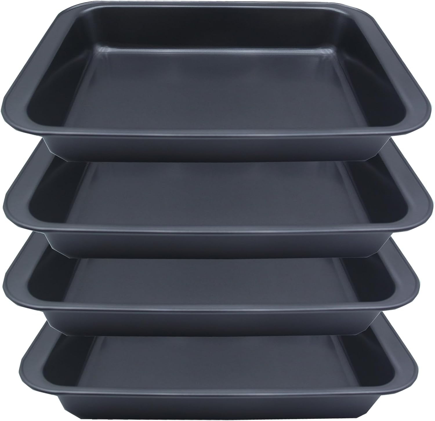 4 Pack Rectangle Baking Pan, 9x13 Inch Deep Cookie Sheet Tray Nonstick, Heavy Duty Carbon Steel Oven Cake Pan for Brownies, Lasagna, Sheet Cakes, Roasting Vegetables, BPA Free