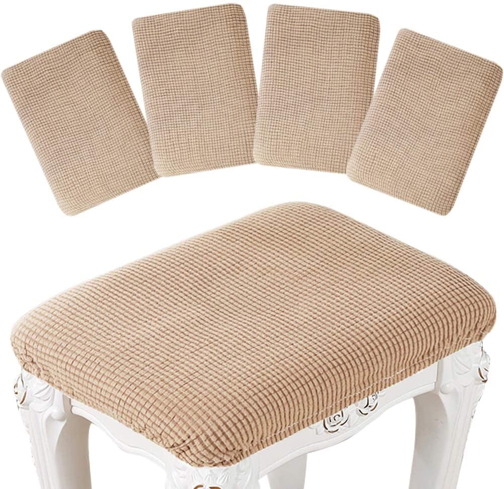 4 Pack Rectangle Bar Stool Covers Elastic Jacquard Chair Seat