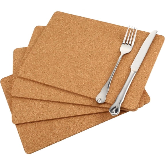 4 Pack Rectangle Cork Board Coasters for Hot Dishes 11'' x 8'' Cork Trivet Placemat Hot Pad Sheet Heat Resistant for Kitchen Countertops Table Pots Pans Restaurant Cafe Wedding Supplies