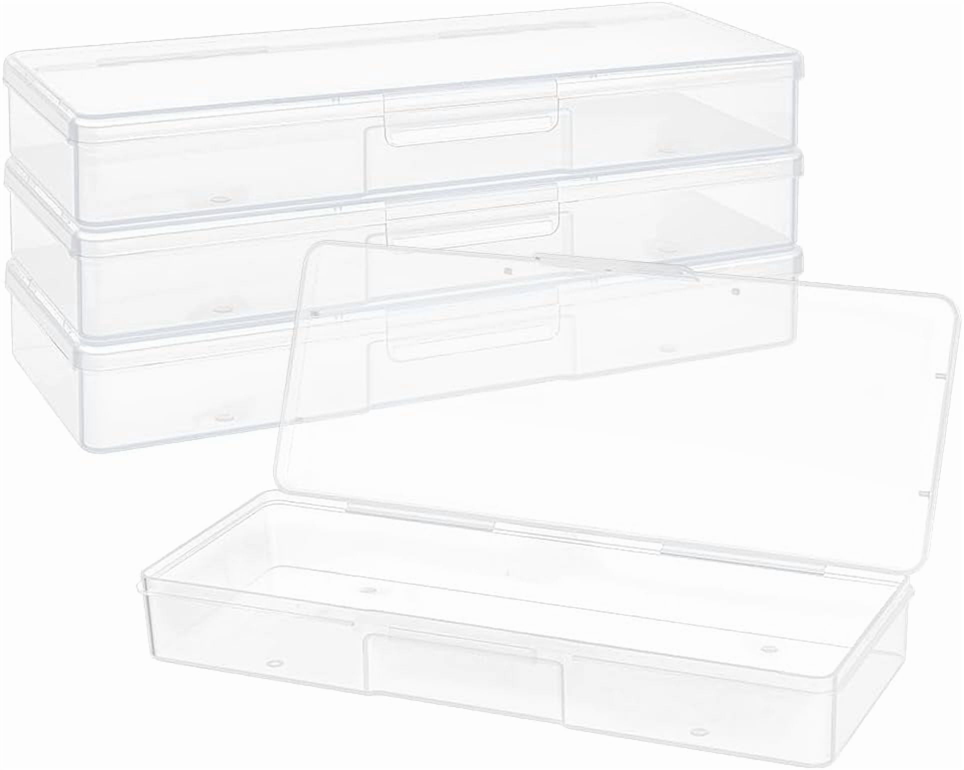 4 Pack Rectangle Plastic Storage Box 8.6x3.3x1.2inch Plastic Storage ...