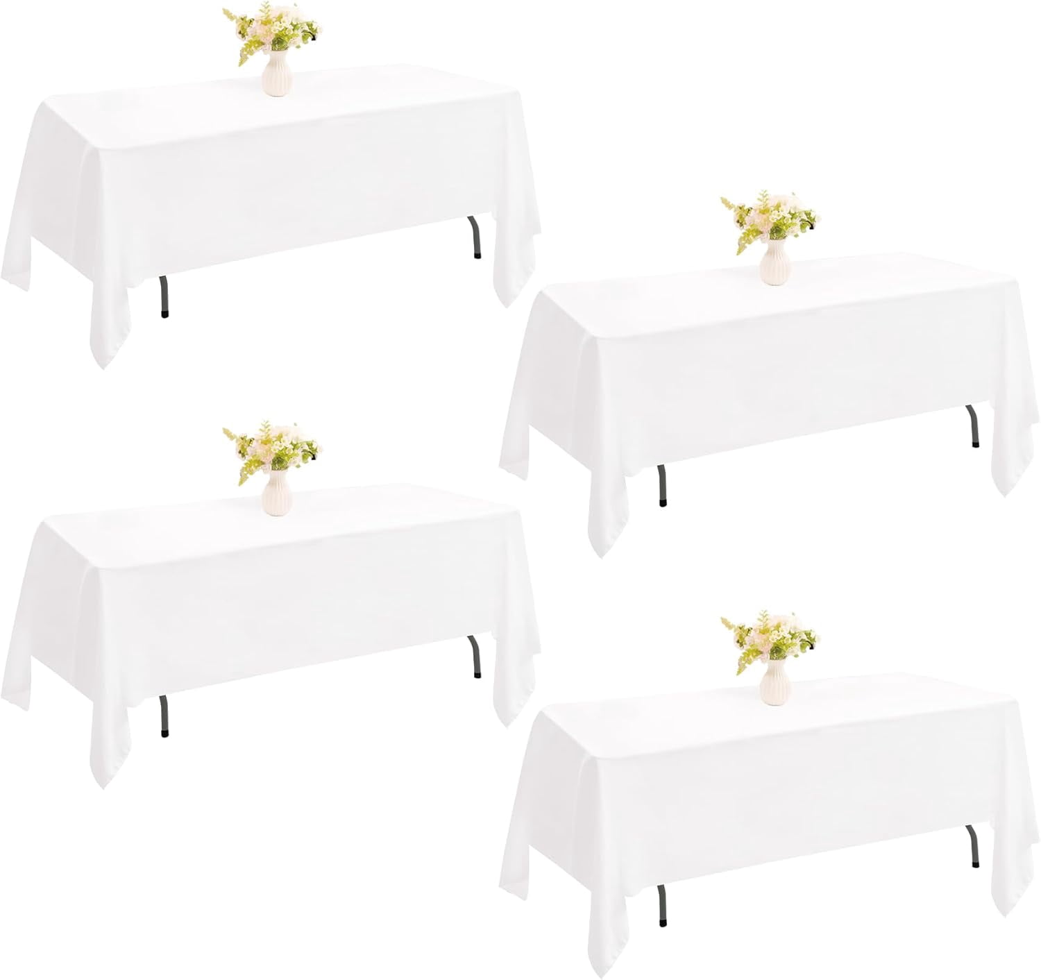 4 Pack Rectangle Tablecloth for 8 Foot Tables Washable Polyester Table ...