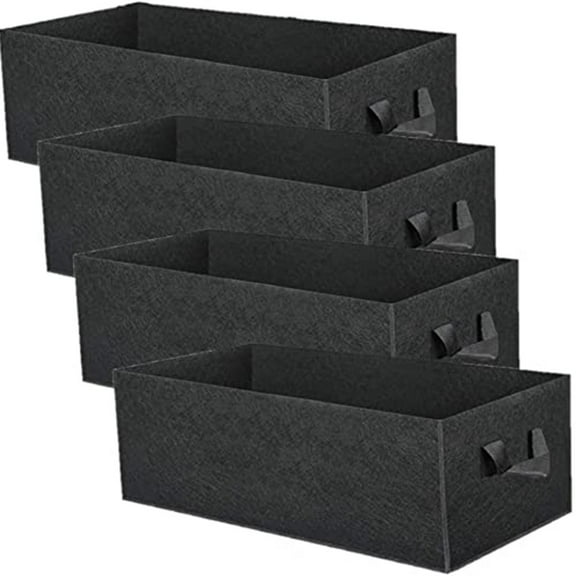 4 Pack Rectangular Grow Bags for Vegetables and Plants - 50x30x20cm Non-Woven Fabric Planting Bags with Handles