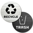 thumbnail image 1 of 4 Pack Recycle Logo and Trash can Sticker to Organize Your Trash - for Garbage containers and Recycle Bins - Premium Vinyl Decal (Wood Planks - White Black, XSmall), 1 of 4