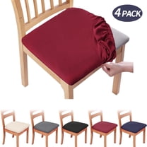4 Pack Red Seat Covers for Dining Chairs,Removable Washable Anti-Dust Kitchen Chair Slipcovers,Stretch Upholstered Office Chair Seat Cushion Slipcovers Protectors
