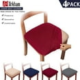 thumbnail image 1 of 4 Pack Red Chair Seat Covers for Dining Room, Removable Washable Anti-Dust Kitchen Chair Protector Slipcovers, Dinning Upholstered Office Chair Seat Cushion Slipcovers Protectors, 1 of 10