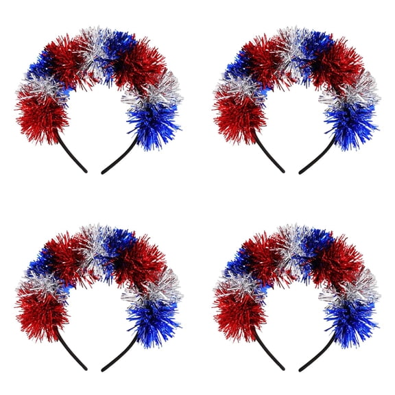 4 Pack Red White Blue Headband for Patriotic Holidays - Themed Party Accessories for 4th of July Hair Accessory, Independence Day Patriotic Halloween Party, F, 6.69 Inch