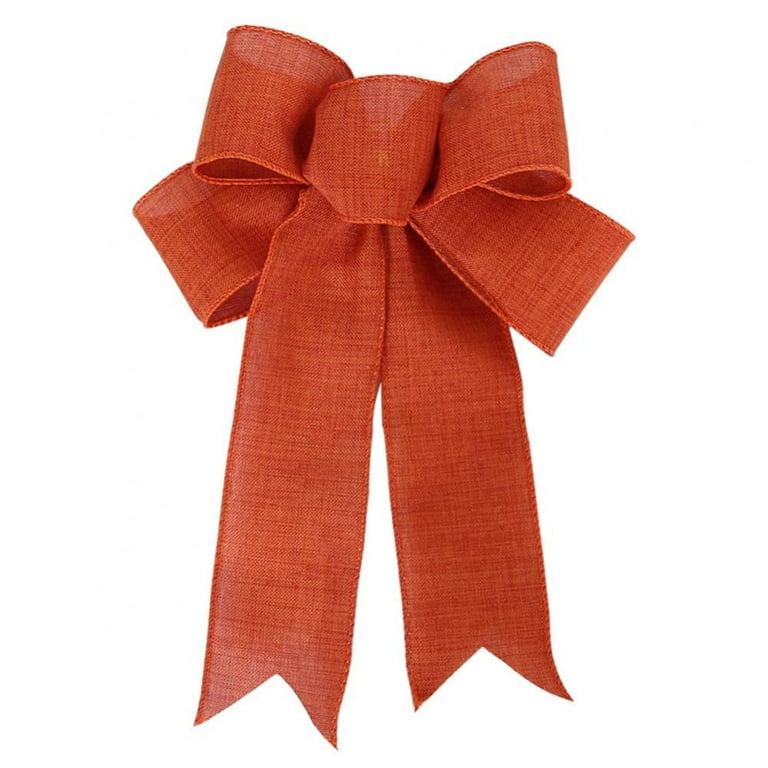 4 Pack Red Wreath Bows for Christmas Outdoor Decorations, Striped Ribbons for Crafts, Xmas Holiday Gifts Present Wrapping, Size: 9.48 x 7.48, Orange