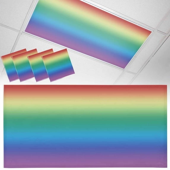 4 Pack Red Yellow Fluorescent Light Covers for Ceiling Lights Green Blue Purple Gradient Magnetic Ceiling Light Covers Overhead Light Filters for Office Classroom Home