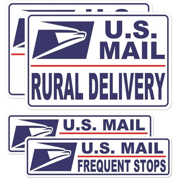 4 Pack Reflective Magnetic Car Signs for Mail Delivery Drivers, Caution Frequent Stops, Waterproof, 2 Sizes