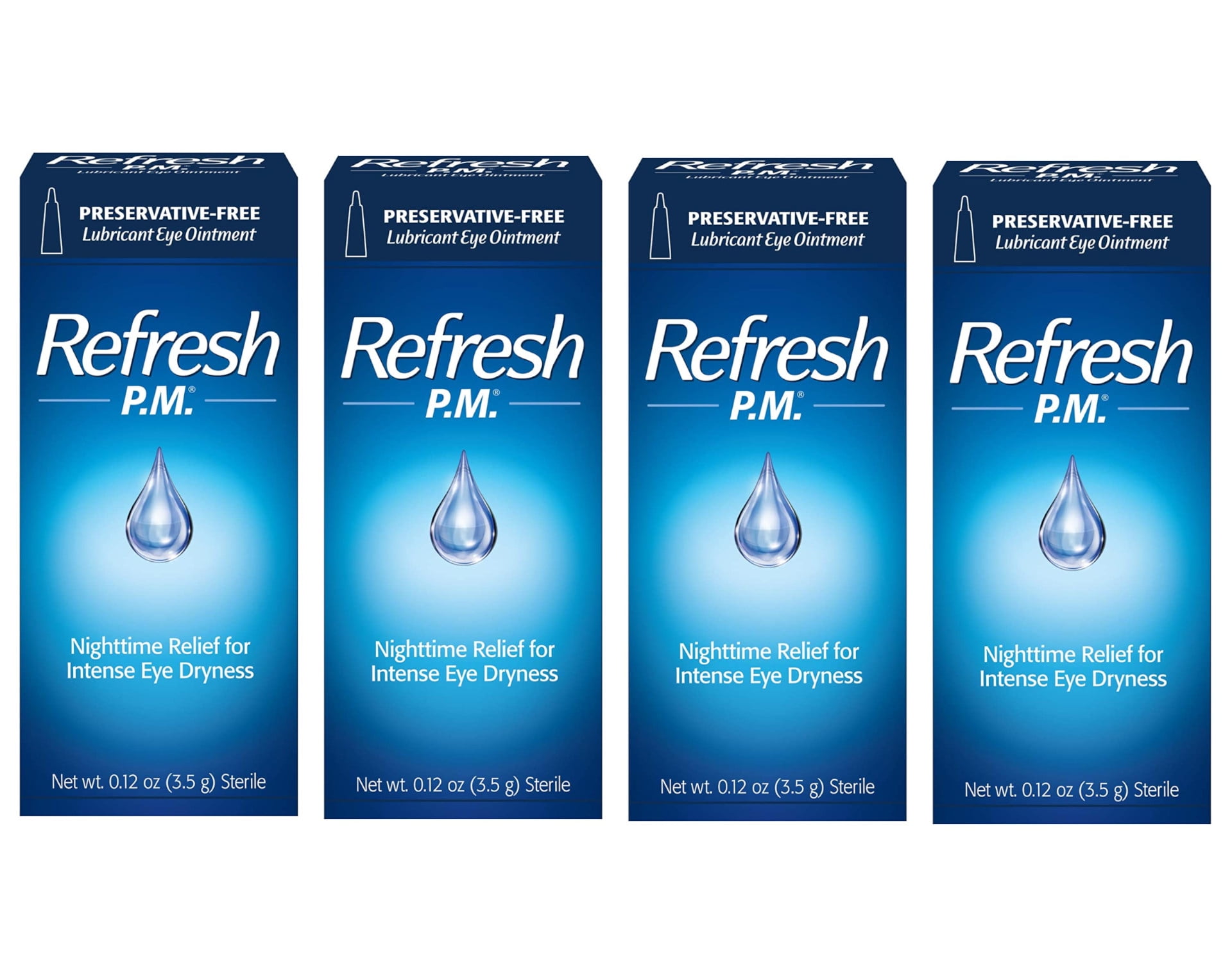4 Pack Refresh P.M. Lubricant Eye Ointment 0.12 oz (3.5 g) Each