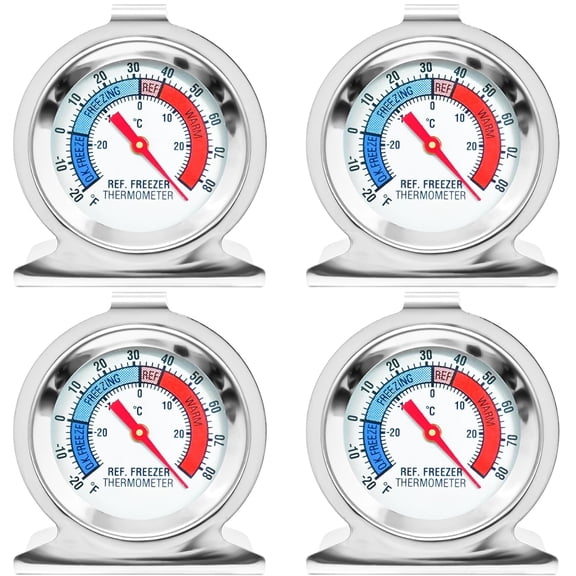 4 Pack Refrigerator Freezer Thermometer Large Dial Fridge Thermometer with Dual-Scale -30~30°C/-20~80°F for Freezer Refrigerator Cooler