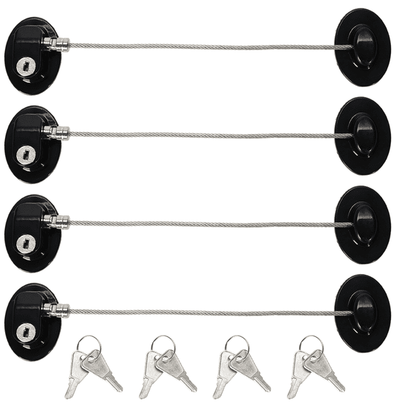 4 Pack Refrigerator Locks with Keys, Safety Fridge Lock,Refrigerator Lock Combination,Mini Fridge,File Drawer,Toilet Seat Lock with Strong Adhesive (Black)