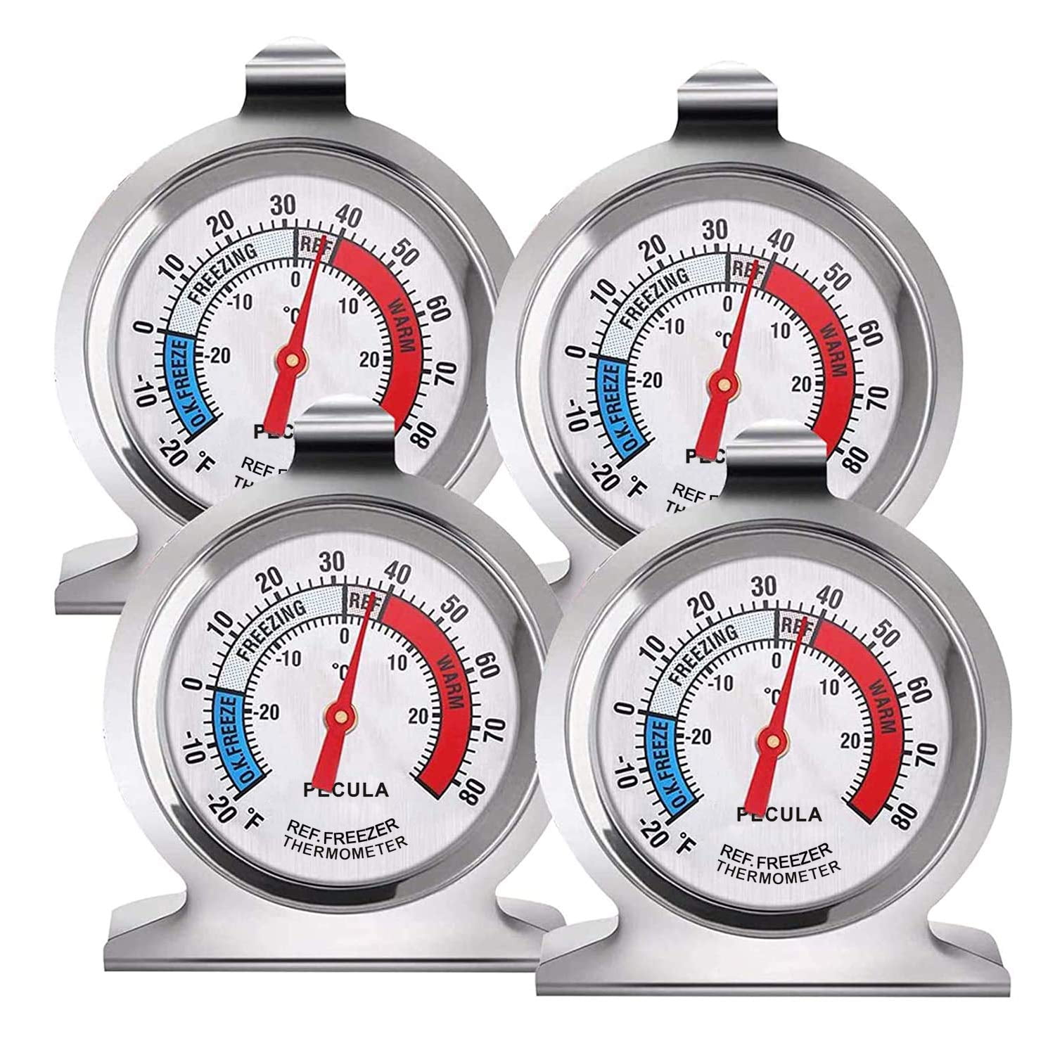 2 Pack Refrigerator Thermometer, Classic Fridge Thermometer Large  Dial,Stainless Steel Freezer Thermometer with Red Indicator Thermometer -  Freezers Monitoring Thermometer for Home, Kitchen EMLIMNY 