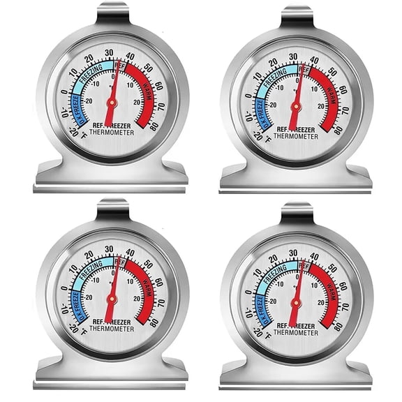 4 Pack Refrigerator Freezer Thermometer Large Dial Analog Thermometer