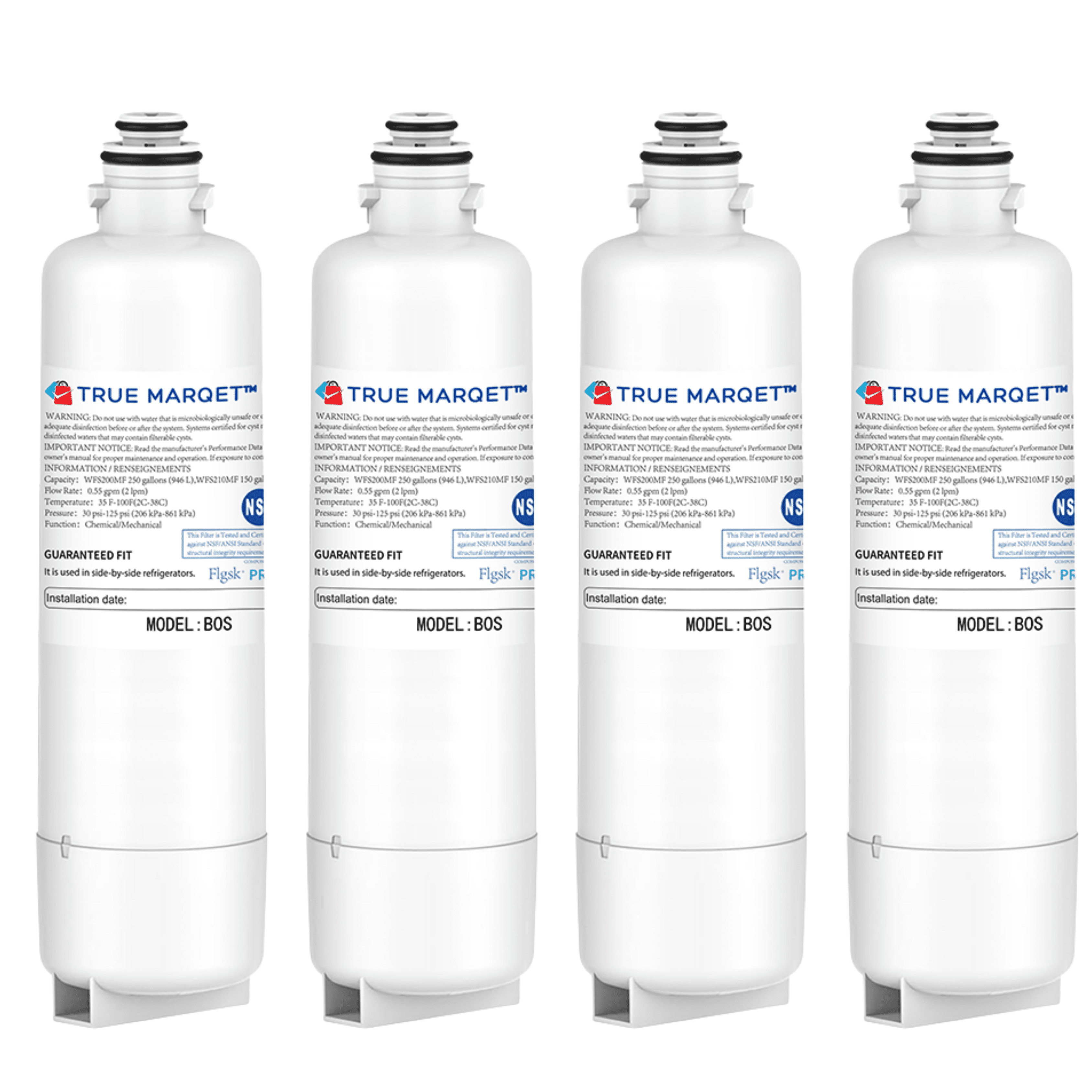 4 Pack Refrigerator Water Filter Replacement for Bosch Ultra Clarity Pro BORPLFTR50, BORPLFTR55, 12033030, 12028325, 11025825, 11032531, B36CT80SNS, B36CL80ENS, WFC100MF, WFS200MF, RA450022 New
