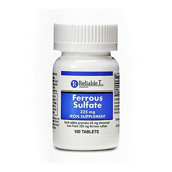 4 Pack - Reliable 1 Ferrous Sulfate 325mg 100 Red Tablets Each