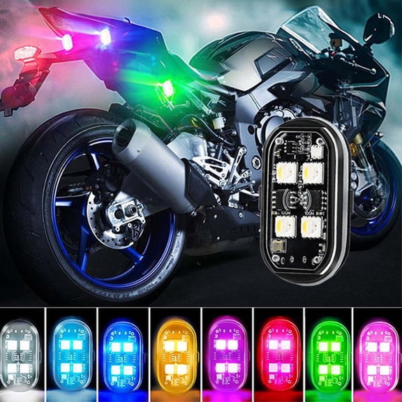 4 Pack Remote Control Car Lights, Motorcycle LED Strip Lights, Colorful Accent Lights, Vehicle Interior Lights, Safety Strobe Lights, Wireless Control Lights, Waterproof LED Lights