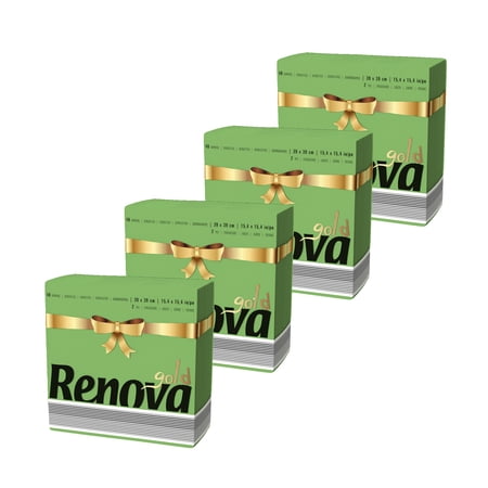 (4 Pack) Renova Green Luncheon Paper Napkins, 15.6 in, 40 Count