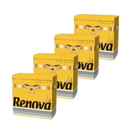 (4 Pack) Renova Yellow Luncheon Paper Napkins, 15.6 in, 40 Count