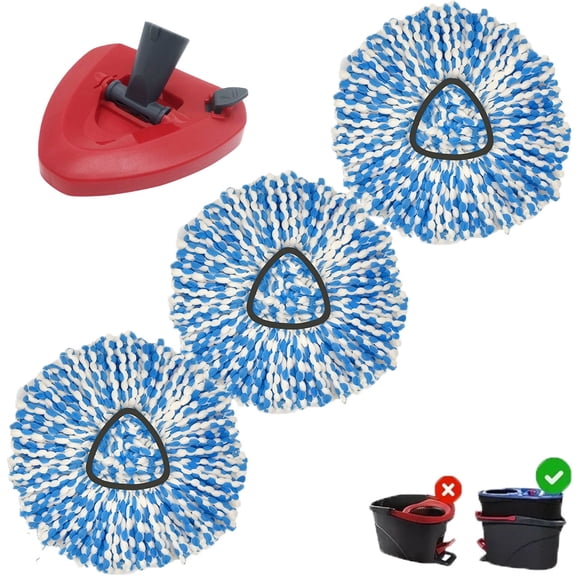 4 Pack Replacement Compatible with O-Cedar RinseClean 2-Tank System, 3 Microfiber Refills +1 Mop Base, Kitchen Bathroom, Washable Absorbent Durable
