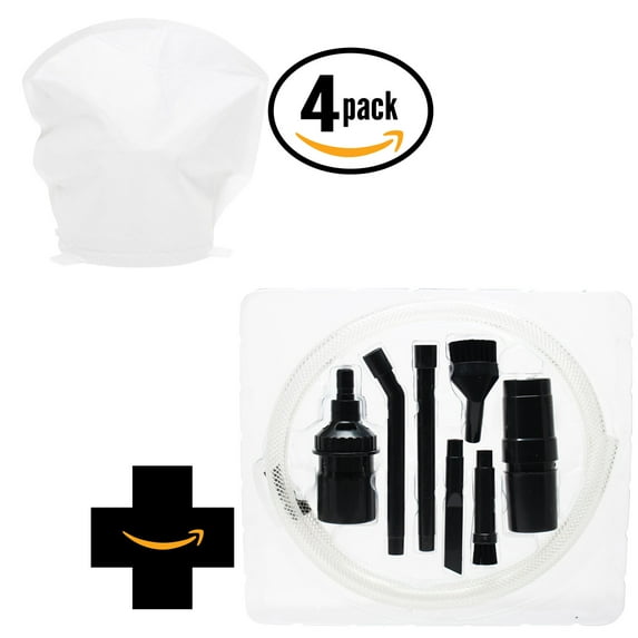 4-Pack Replacement Dirt Devil Scorpion Cordless Hand Vac M0881X Vacuum Filter with 7-Piece Micro Vacuum Attachment Kit - Compatible Dirt Devil 3ME1950001, F4 Filter