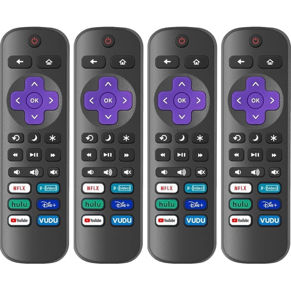 4 Pack Replacement Remote Control Only for Roku TV Compatible with All TCL Roku/Hisense Roku/Onn Roku/Sharp/Philips Roku (Not for Roku Stick Box or Speaker)