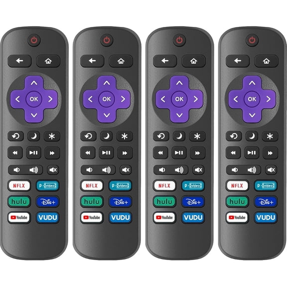4 Pack Replacement Remote Control Only for Roku TV Compatible with All TCL Roku/Hisense Roku/Onn Roku/Sharp/Philips Roku (Not for Roku Stick Box or Speaker)
