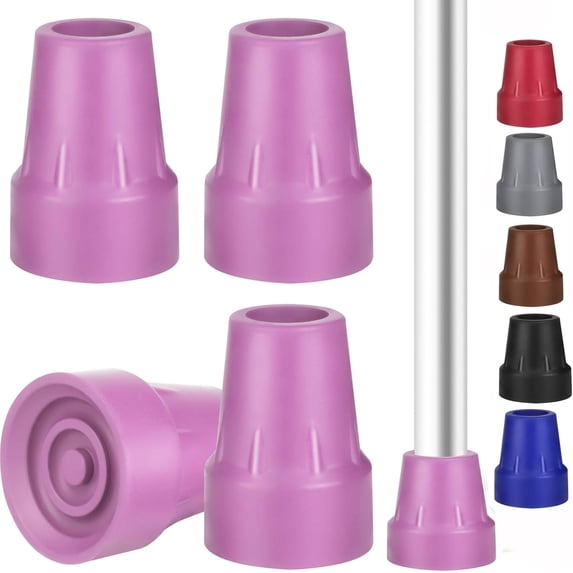 4 Pack Replacement Rubber Cane Tips 3/4 Inch Heavy Duty Rubber Crutch Tips Non Slip Walker Tips for Walkers Commodes Shower Chairs Canes Leg (Pink)