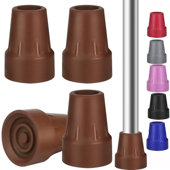 4 Pack Replacement Rubber Cane Tips 3/4 Inch Heavy Duty Rubber Crutch Tips Non Slip Walker Tips for Walkers Commodes Shower Chairs Canes Leg (Black)