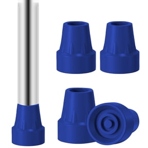 4 Pack Replacement Rubber Cane Tips 3/4 Inch Heavy Duty Rubber Crutch Tips Non Slip Walker Tips for Walkers Commodes Shower Chairs Canes Leg (Blue)