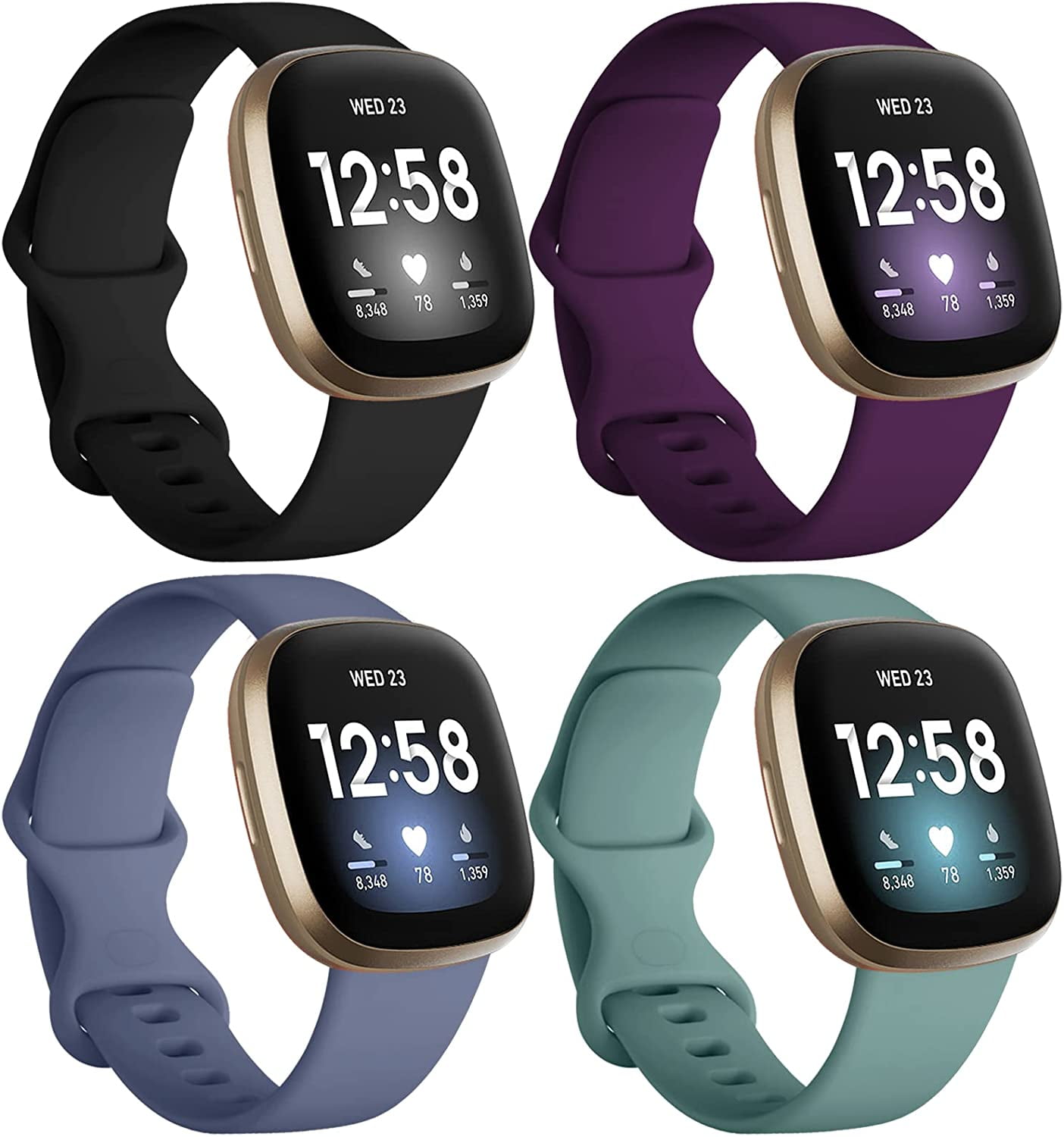 Wongeto Correas de resina compatibles con Fitbit Versa 4/Versa 3/Sense  2/Sense para mujeres y hombres, elegante pulsera de repuesto para Fitbit  Versa