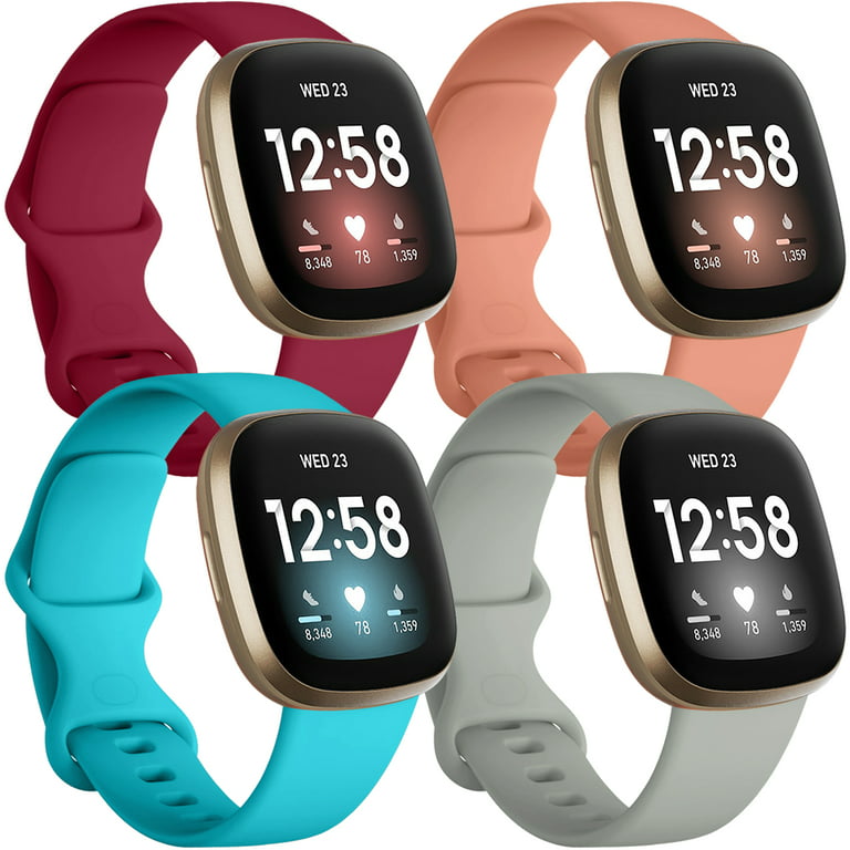  AK Silicone Bands Compatible with Fitbit Versa 4 Bands & Fitbit  Sense 2 Bands for Women Men, Soft Straps Replacement Wristbands for Fitbit  Versa 3 & Versa 4 / Sense 