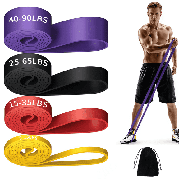 Skywee Resistance Bands Set (4 Pack), Heavy Duty Pull Up Assistance Bands for Home Gym, Strength Training & Muscle Building - Carry Bag Included
