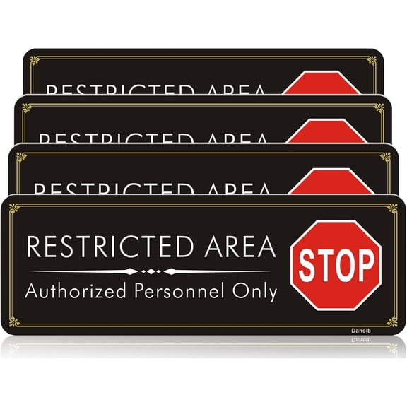 4 Pack Restricted Area Sign Authorized Personnel Only, Do Not Enter Sign, 9 x 3.1 Inches Acrylic Signs, Weatherproof and Fade-Resistant for Home, Business Office, Shop