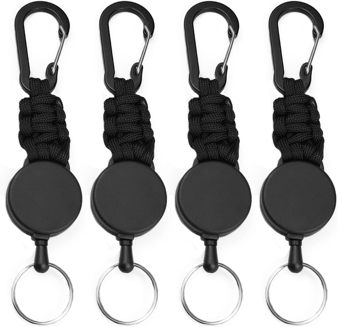 4 Pack Retractable Badge Reel, Retractable Keychain, Heavy Duty Lanyard