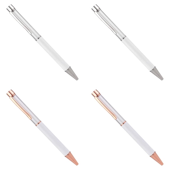 4 Pack Retractable Ballpoint Pen - 5.5 Inch Metal Clip Click Pen, Smooth Writing Pens with Rose Gold and Silver Accents, Sublimation Pen Blanks 5ml