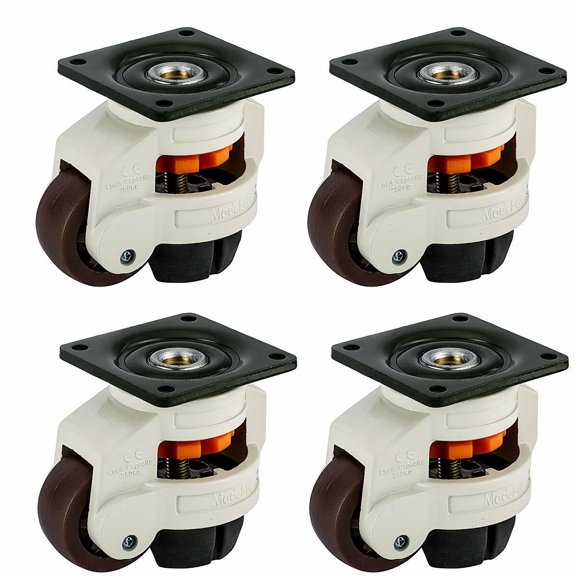 4 Pack Retractable Leveling Machine Casters w/ Nylon Wheel & Rubber Foot 2200lbs