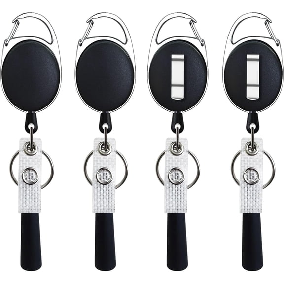 4 Pack Retractable Pen Pencil Holder with 24 Steel pull Cord, Ideal for Nurses, Carpenters, Mechanics, Architects, Office Workers
