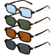 4 Pack Retro Oval/Rectangular Sunglasses for Women Men 90s y2k Small Style UV Protection Sun Glasses