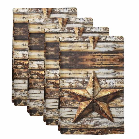 4 Pack Retro Star Kitchen Towels Country Texas Stars Worn-out Weathered Wood Decorative Dish Towel Sets Absorbent Quick Dry Hand Cloths Tea Towels for Cooking Baking Farmhouse Gifts 18x28in