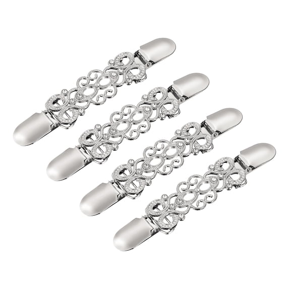 4 Pack Retro Sweater Clips Dress Clips Cardigan Collar Clips(Silver)
