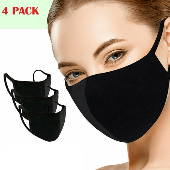 4 Pack Reusable 3 Layer Cotton Facial Mask - Washable Cotton Face Mask