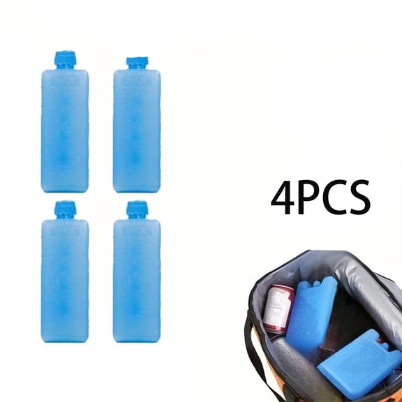 4 Pack Reusable Blue Ice Packs, Hard Shell Cooler Freezer Blocks, Pre Filled Cold Packs for Cool Boxes Lunch Bags, Outdoor Picnic Drinks Breast Milk Fresh Food Storage